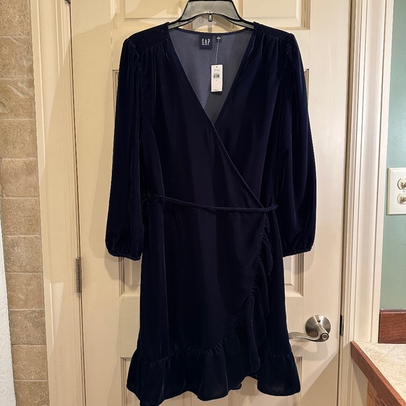GAP Dresses & Skirts - Gap Velvet Wrap Mini Dress Holiday Ruffle